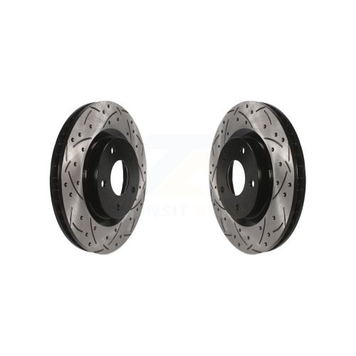 Front Coated Drilled Slotted Disc Brake Rotors Pair for Nissan Rogue Sentra Select KD-100064