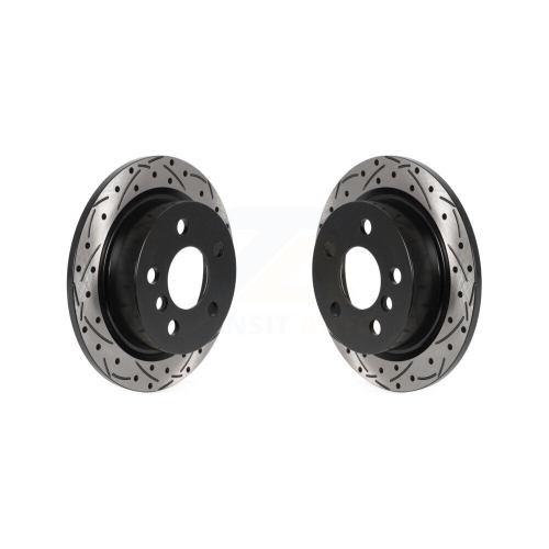 Rear Coated Drilled Slotted Disc Brake Rotors Pair for Mini Cooper KD-100550