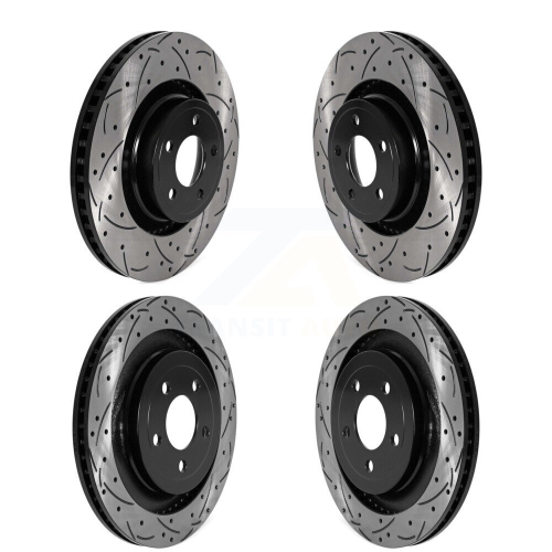 Front Rear Coated Drilled Slotted Disc Brake Rotors Kit for Ford Mustang KD-100574