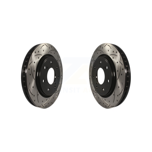 Front Coated Drilled Slot Disc Brake Rotor Pair for 2010-2014 Ford F-150 With 7 Lug Wheels KD-100015