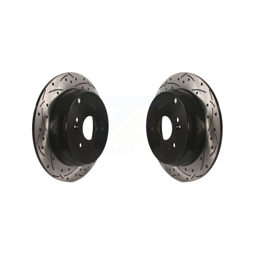 Rear Coated Drilled Slotted Disc Brake Rotors Pair for Honda CR-V Acura RDX KD-100151