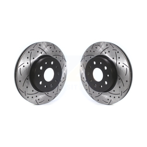 Front Coated Drilled Slot Disc Brake Rotors Pair for Chevrolet Camaro Cadillac CTS CT5 CT6 KD-100400
