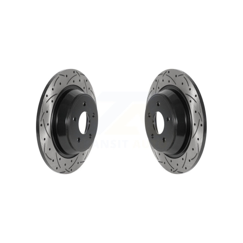 Rear Coated Drilled Slotted Disc Brake Rotors Pair for 2012-2015 Land Rover Range Evoque KD-100541