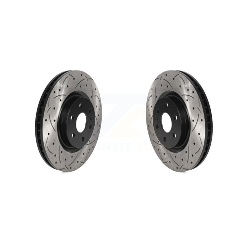 Front Coated Drilled Slotted Disc Brake Rotors Pair for Cadillac SRX Saab 9-4X KD-100423