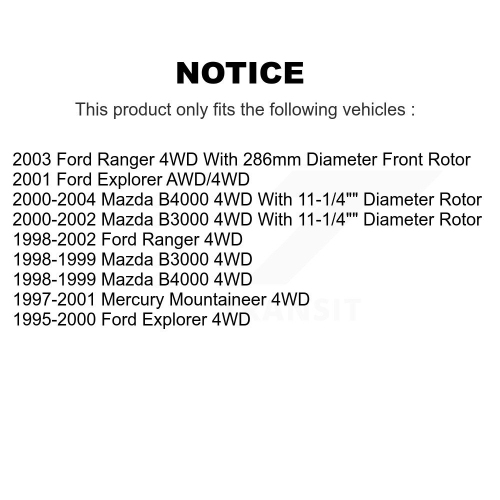 Front Disc Brake Rotor Pair For Ford Ranger Explorer Mazda B4000 B3000 Mercury Mountaineer K8-100141