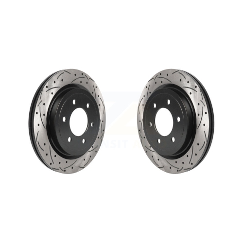 Rear Coated Drilled Slot Disc Brake Rotor Pair for Ford F-150 Expedition Lincoln Navigator KD-100522