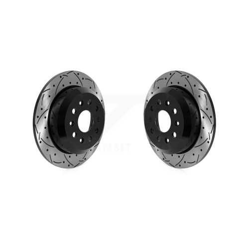 Rear Coated Drilled Slotted Disc Brake Rotors Pair for Jeep Wrangler KD-100590