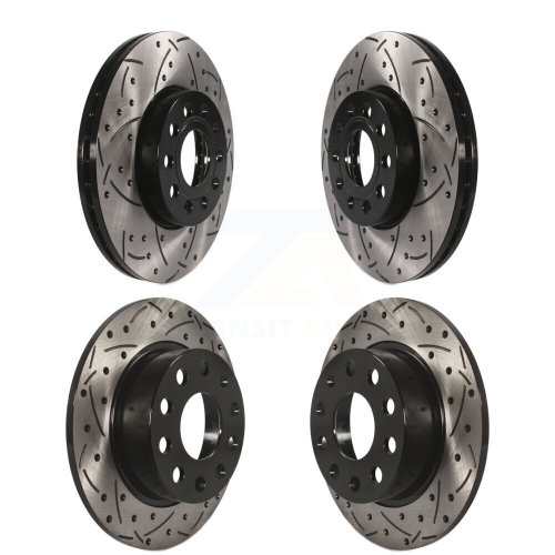 Front Rear Drilled Slot Disc Brake Rotors Kit for Volkswagen Jetta Beetle Golf SportWagen KD-100285