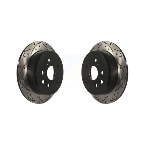 Rear Coated Drilled Slotted Disc Brake Rotors Pair for Lexus IS250 KD-100157