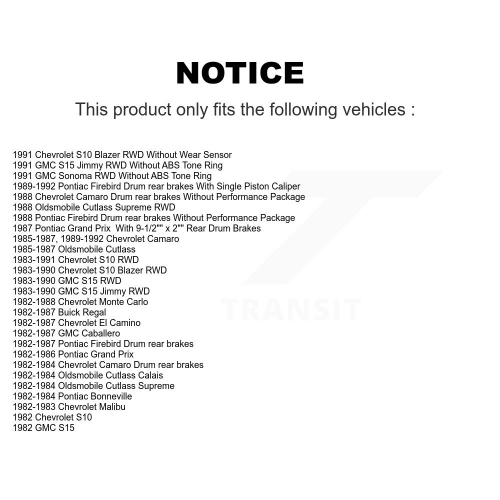 Front Rear Brake Rotors Drum Kit For Chevrolet Camaro Pontiac Firebird Monte Carlo S10 GMC K8-102203