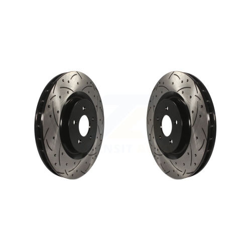 Front Coated Drilled Slotted Disc Brake Rotors Pair for Ford Mustang KD-100012