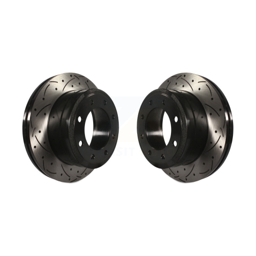 Rear Coated Drilled Slotted Disc Brake Rotors Pair for Ford F-350 Super Duty F-250 KD-100129