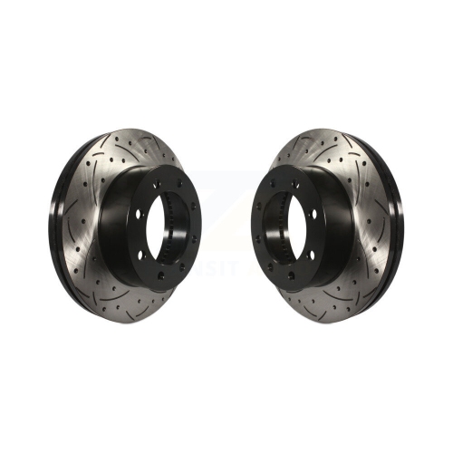 Front Coated Drilled Slotted Disc Brake Rotors Pair for Ford F-350 Super Duty F-250 F-450 KD-100021