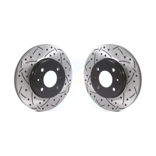Front Coated Drilled Slotted Disc Brake Rotors Pair for Hyundai Accent Kia Rio KD-100450