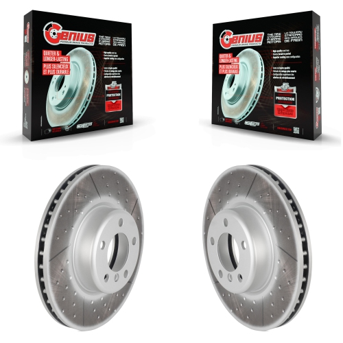 GENIUS  Front Coat Brake Rotor Pair for Bmw 328I Xdrive 330I 320I 335I 428I 435I 440I 228I Gran Gt Kg-100377