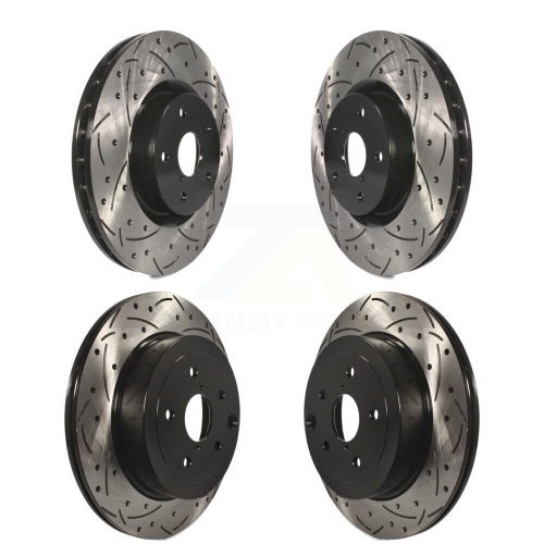 Front Rear Coated Drilled Slotted Disc Brake Rotors Kit for Subaru Impreza WRX STI KD-100273