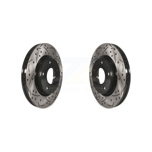 Front Coated Drilled Slotted Disc Brake Rotors Pair for Nissan Sentra KD-100094