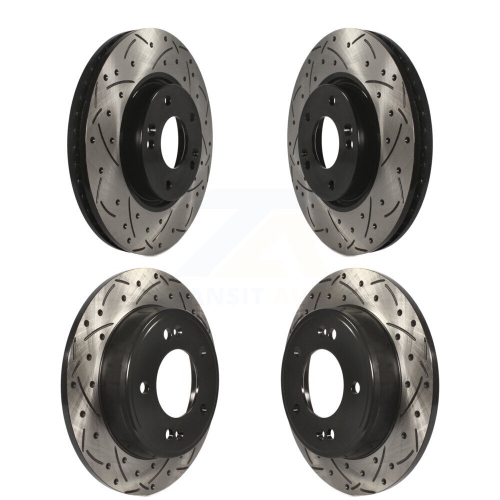 Front Rear Coat Drill Slot Disc Brake Rotor Kit for Kia Forte Hyundai Veloster Forte5 Koup KD-100286
