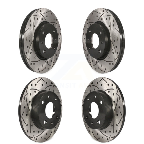 Front Rear Coated Drilled Slotted Disc Brake Rotors Kit for Fiat 500 KD-100335