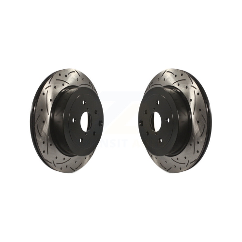 Rear Coated Drilled Slotted Disc Brake Rotors Pair for Subaru Impreza WRX STI KD-100167