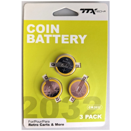 TTX TECH  Cr2032 With Tabs Batteries for Nes/snes/n64/genesis (3 Pack)