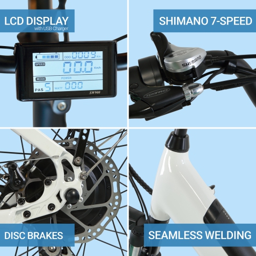 SOLEIL 500W Electric City Bike | Lightweight Ebike | Step-through Frame | Elegant Design - White