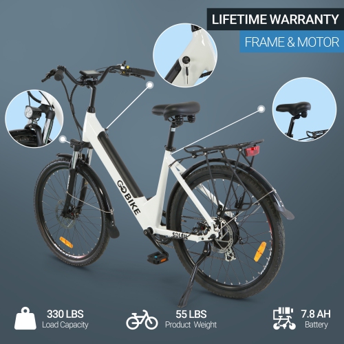 SOLEIL 500W Electric City Bike | Lightweight Ebike | Step-through Frame | Elegant Design - White