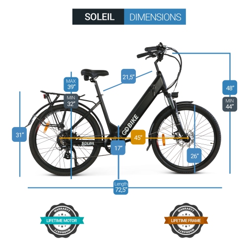 SOLEIL 500W Electric City Bike | Lightweight Ebike | Step-through Frame | Elegant Design - Black