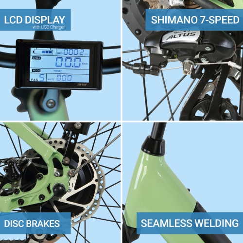 SOLEIL 500W Electric City Bike | Lightweight Ebike | Step-through Frame | Elegant Design - Cool-Mint