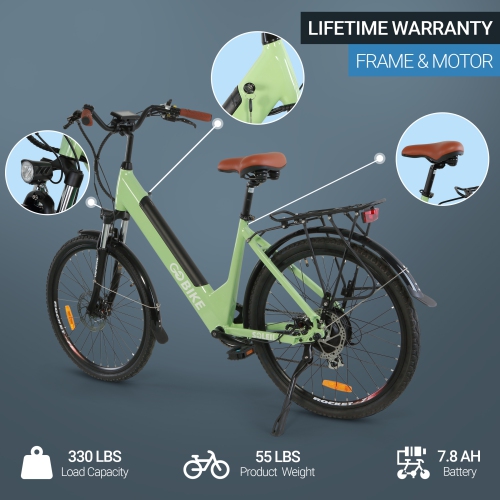 SOLEIL 500W Electric City Bike | Lightweight Ebike | Step-through Frame | Elegant Design - Cool-Mint