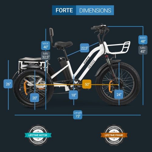 FORTE 750W EBike | Electric Tricycle - White