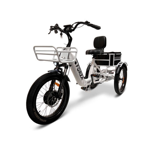 FORZA eBike | tricycle électrique pliable compact à batterie double 500&nbsp;W - Blanc