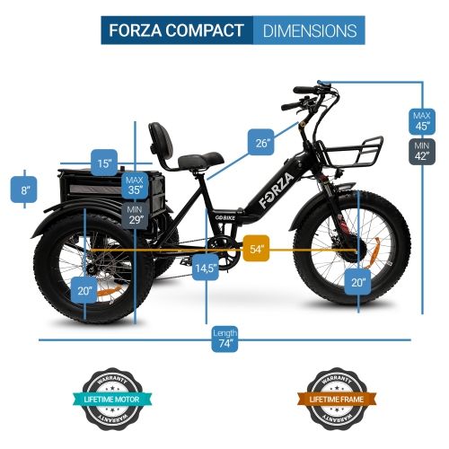 FORZA EBike | Compact Dual Battery 500W Foldable Electric Tricycle - White