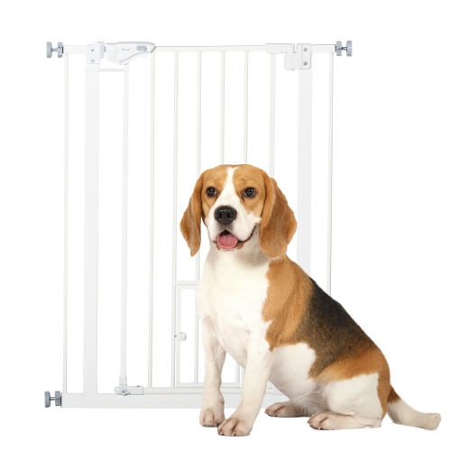 PawHut Barrière pour animal domestique 36 avec porte de passage, barrière  pour chien d'in