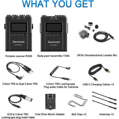 Saramonic UWMIC9SKIT1 Camera-Mount Wireless Omni Lavalier Microphone System