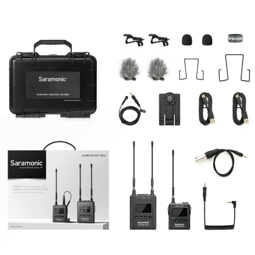 Saramonic UWMIC9SKIT1MINI UHF LAV Mic System with Dual Cam-Mount Micro Receiver and Micro Transmitter