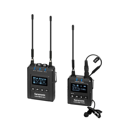 Saramonic UWMIC9SKIT1MINI UHF LAV Mic System with Dual Cam-Mount Micro Receiver and Micro Transmitter