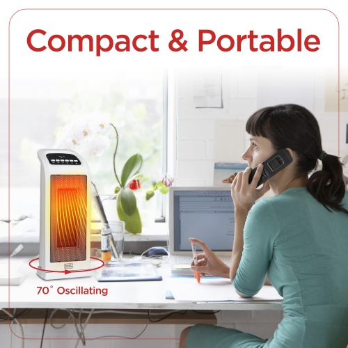 Chaufferette verticale oscillante BLACK+Decker à commandes numériques en céramique