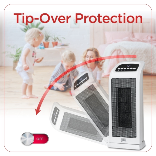 Chaufferette verticale oscillante BLACK+Decker à commandes numériques en céramique