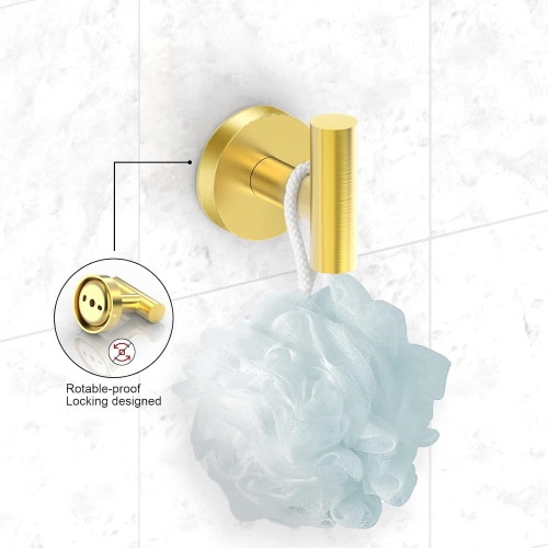 5-Pieces Brushed Gold Square Bathroom Hardware Set, Includes 16 Inch Towel Bar, Towel Ring, Toilet Paper Holder, 2 Towel Hooks, Wall Mounted