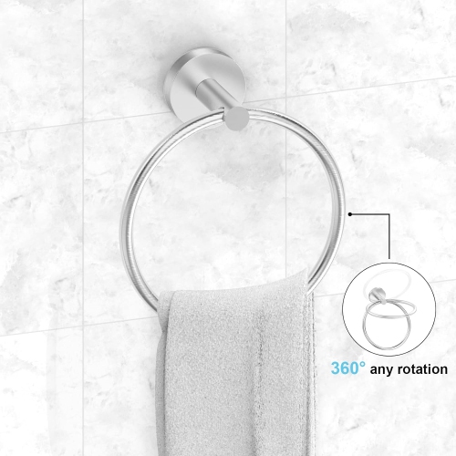 5-Pieces Brushed Nickel Square Bathroom Hardware Set, Includes 16 Inch Towel Bar, Towel Ring, Toilet Paper Holder, 2 Towel Hooks, Wall Mounted