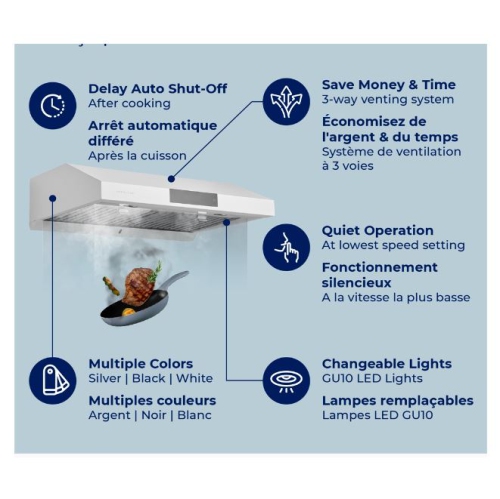 Hauslane 36" Matte White Under Cabinet Range Hood