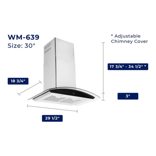 Hauslane 30" Convertible Wall Mount Range Hood