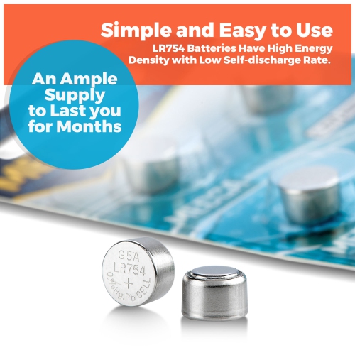 MEDca AG5 LR754 Batteries - 30 Count Pack - 1.5V Alkaline 754 LR48 193 Battery Button Coin Cell Batteries for Hearing Aids and Hearing Amplifiers