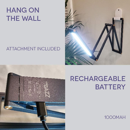 BAZZ T19175DG Foldable Integrated LED Wireless Table Lamp Dark Gray 8.5 in