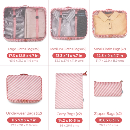 Ensemble de 12 cubes de rangement : organisateurs de voyage et système de cube de compression pour valises et bagages de cabine