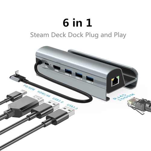 axGear USB-C HUB Docking Station Lan HDMI Compatible with Steam Deck Aluminium Alloy