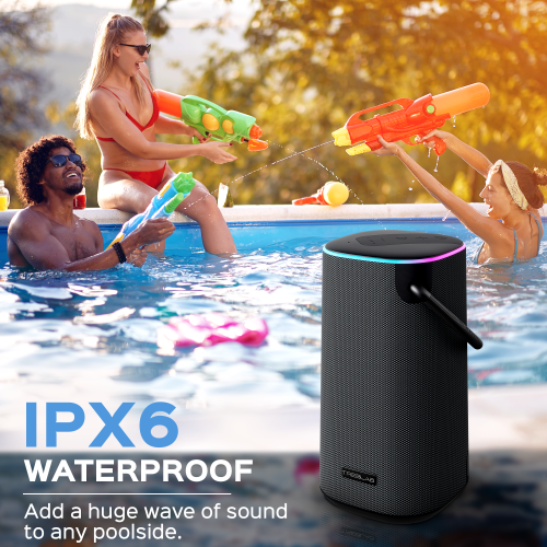 Treblab HD-Force - Portable Bluetooth Speaker - IPX6 Waterproof Speakers, Loud 60W Stereo Sound w/ Bass, 25H Battery, TWS Mode, Powerbank, RGB LED