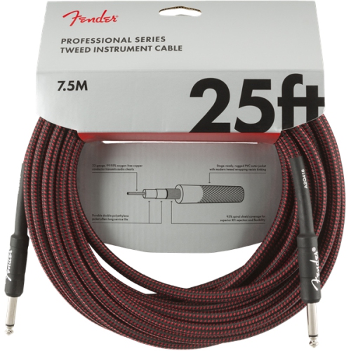 Fender Professional Series Instrument Cable - Straight / Straight 25' Red Tweed