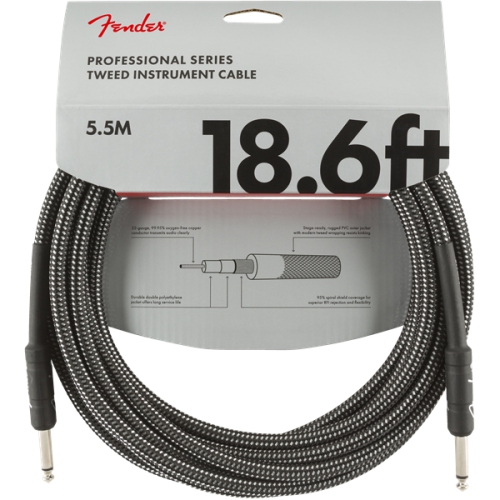 Fender Professional Series Instrument Cable - Straight / Straight 18.6' Gray Tweed